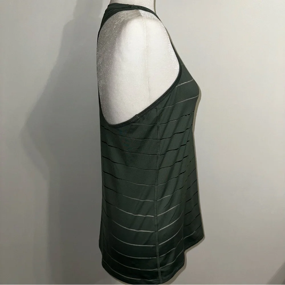 Athleta Chi Green Mesh Sheer Striped Tank Top Size s - Picture 7 of 11